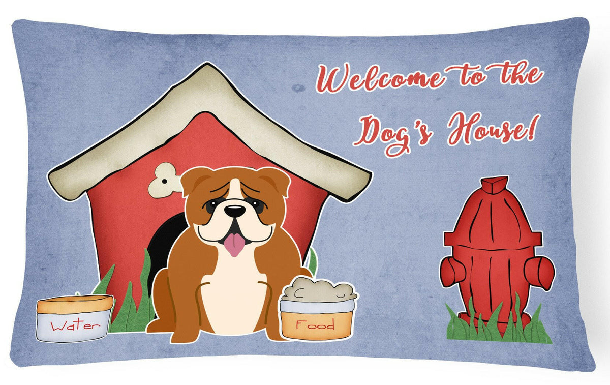Dog House Collection English Bulldog Red White Canvas Fabric Decorative Pillow BB2874PW1216 by Caroline&#39;s Treasures