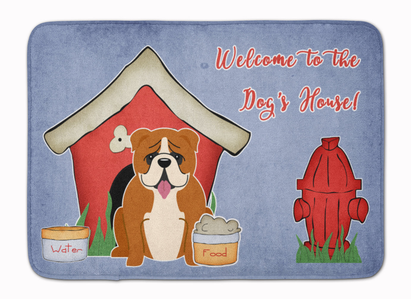 Dog House Collection English Bulldog Red White Machine Washable Memory Foam Mat BB2874RUG - the-store.com