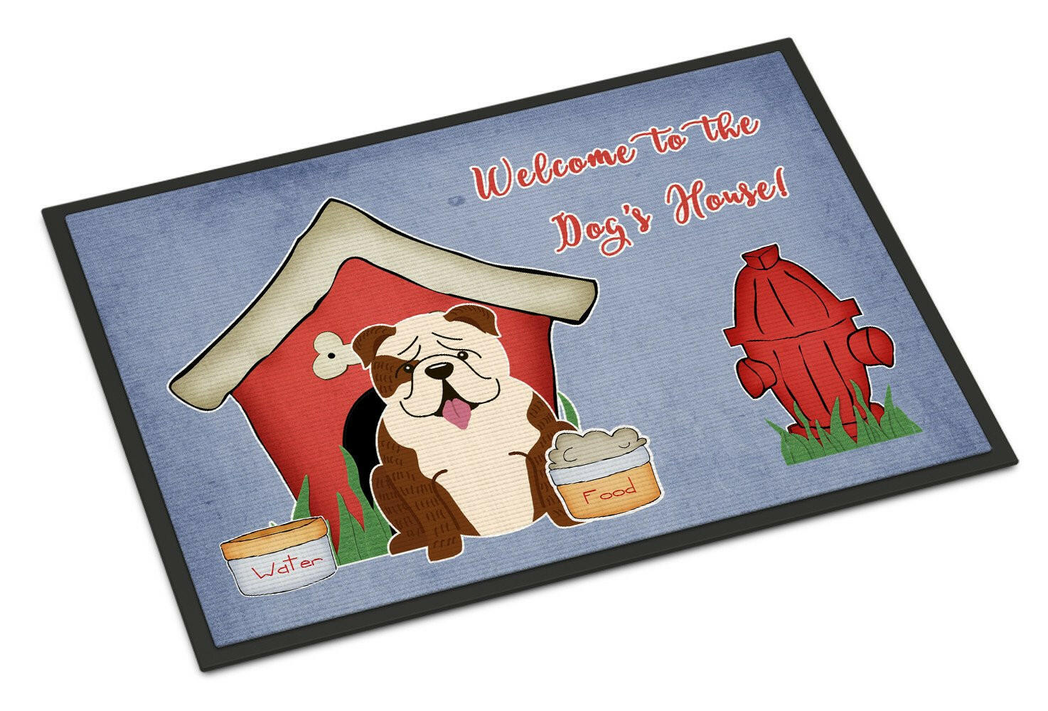 Dog House Collection English Bulldog Brindle White Indoor or Outdoor Mat 18x27 BB2875MAT - the-store.com