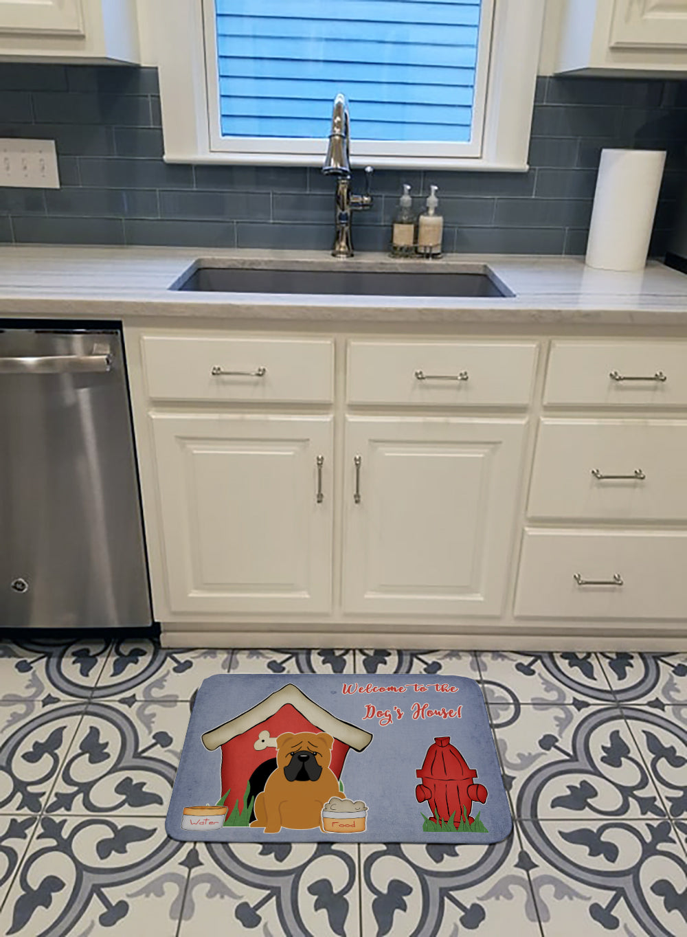 Dog House Collection English Bulldog Red Machine Washable Memory Foam Mat BB2876RUG - the-store.com