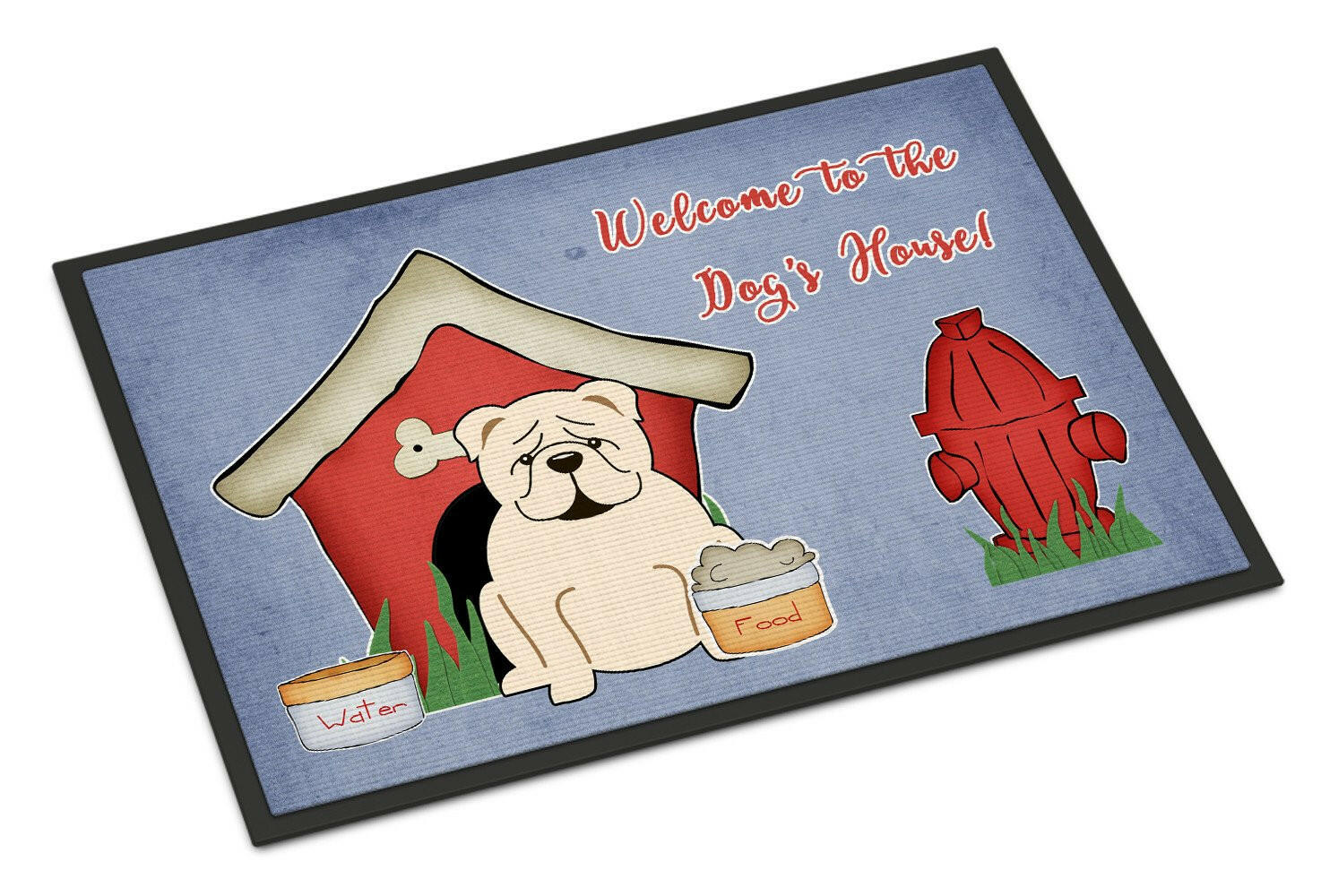 Dog House Collection English Bulldog White Indoor or Outdoor Mat 24x36 BB2877JMAT - the-store.com