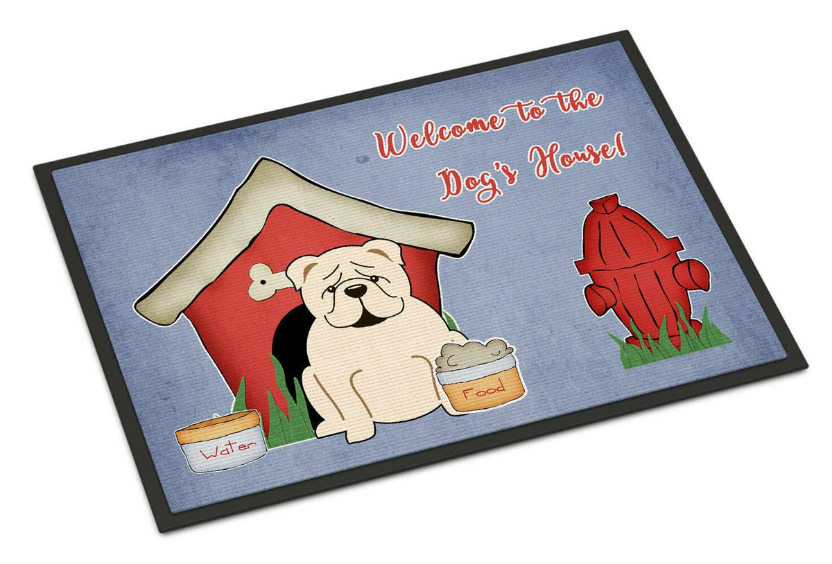 Dog House Collection English Bulldog White Indoor or Outdoor Mat 18x27 BB2877MAT - the-store.com