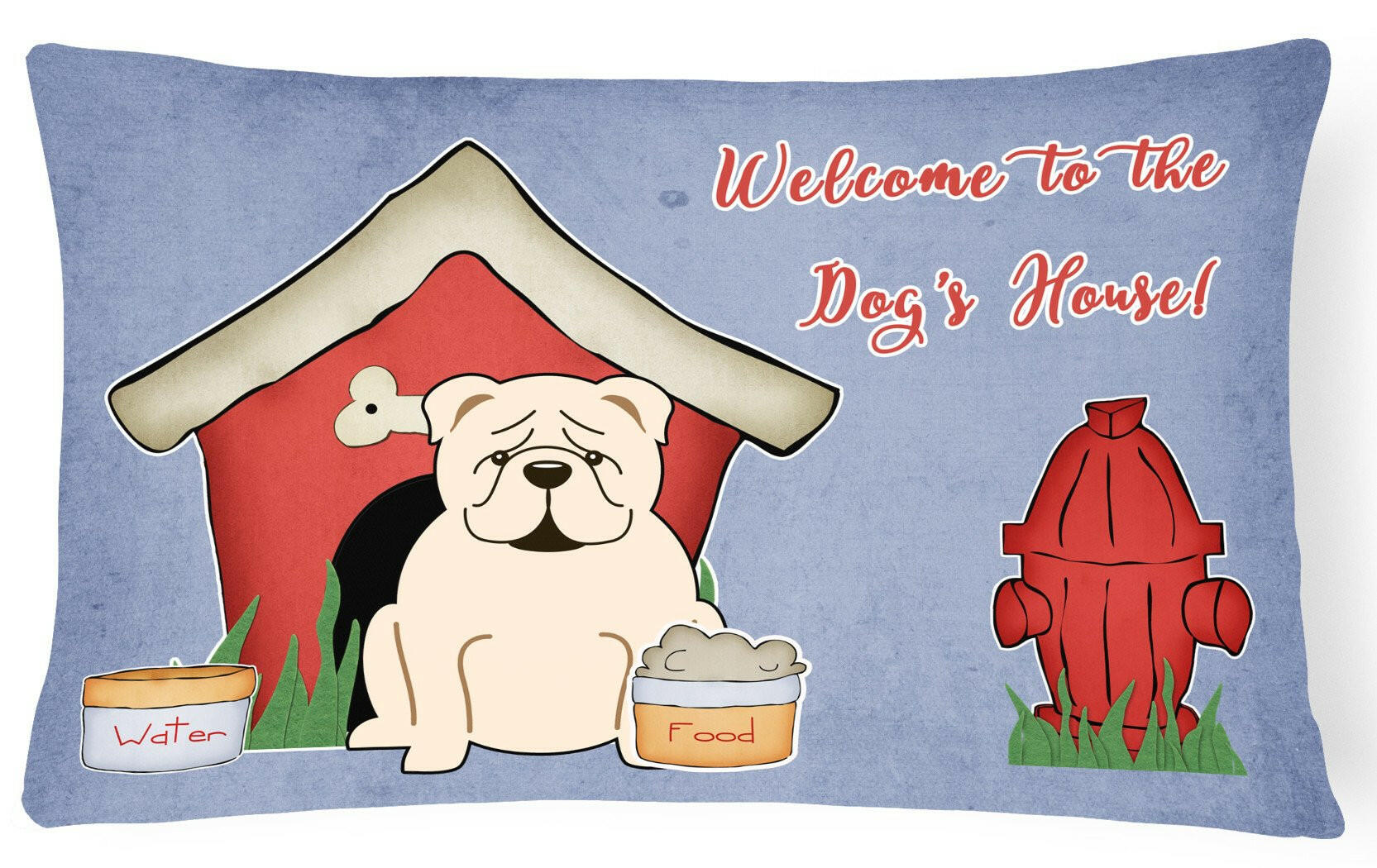 Dog House Collection English Bulldog White Canvas Fabric Decorative Pillow BB2877PW1216 by Caroline's Treasures