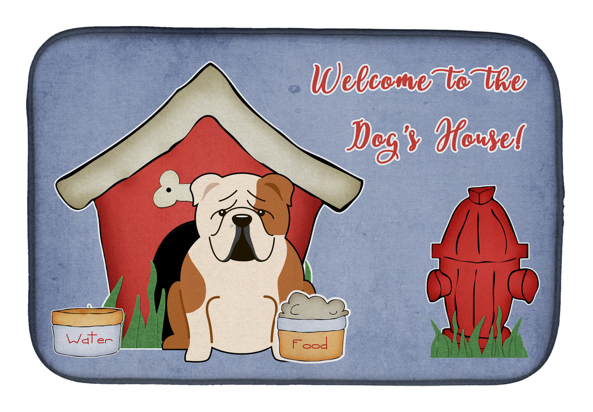 Dog House Collection English Bulldog Fawn White Dish Drying Mat BB2879DDM  the-store.com.