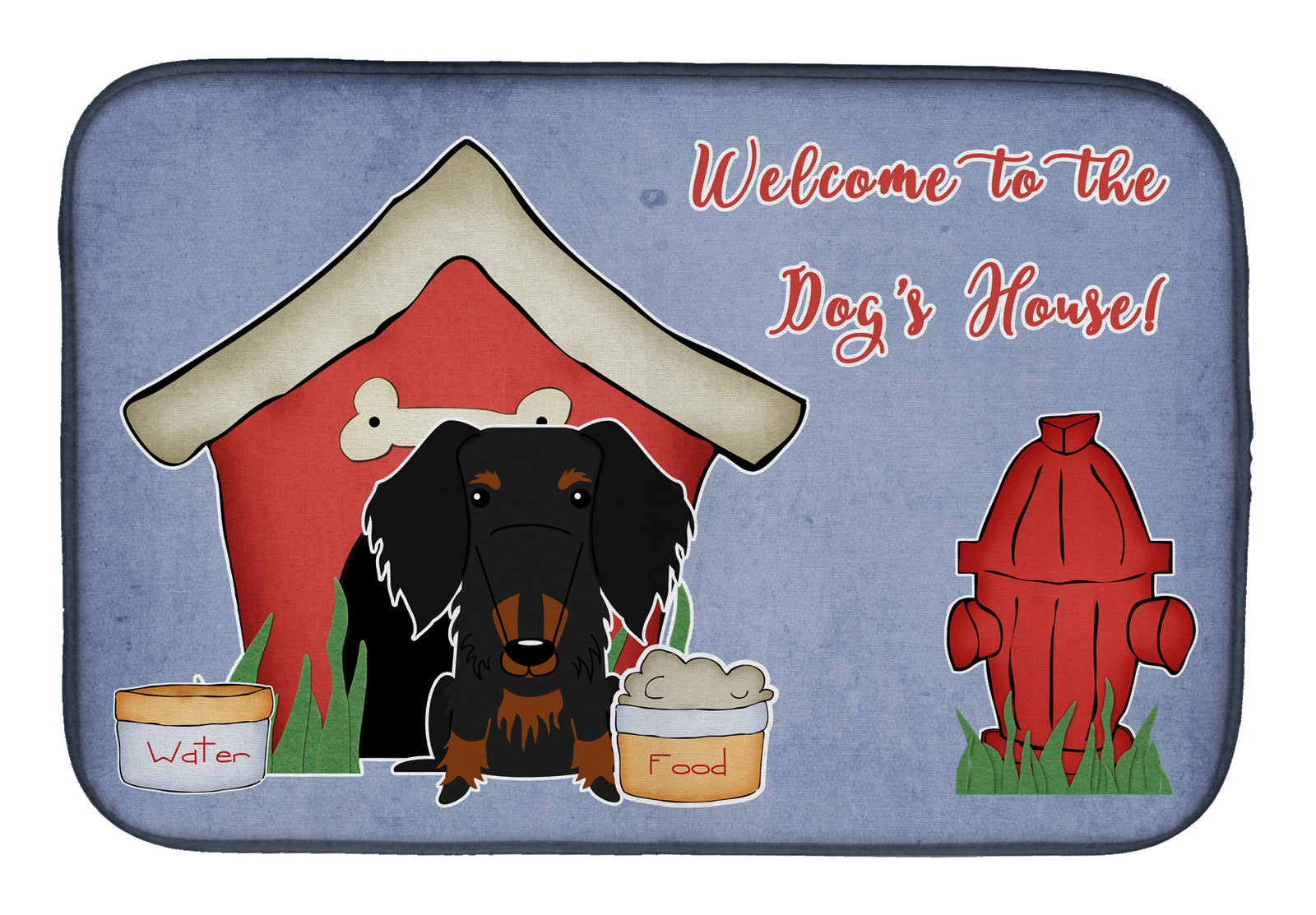 Dog House Collection Wire Haired Dachshund Black Tan Dish Drying Mat BB2881DDM