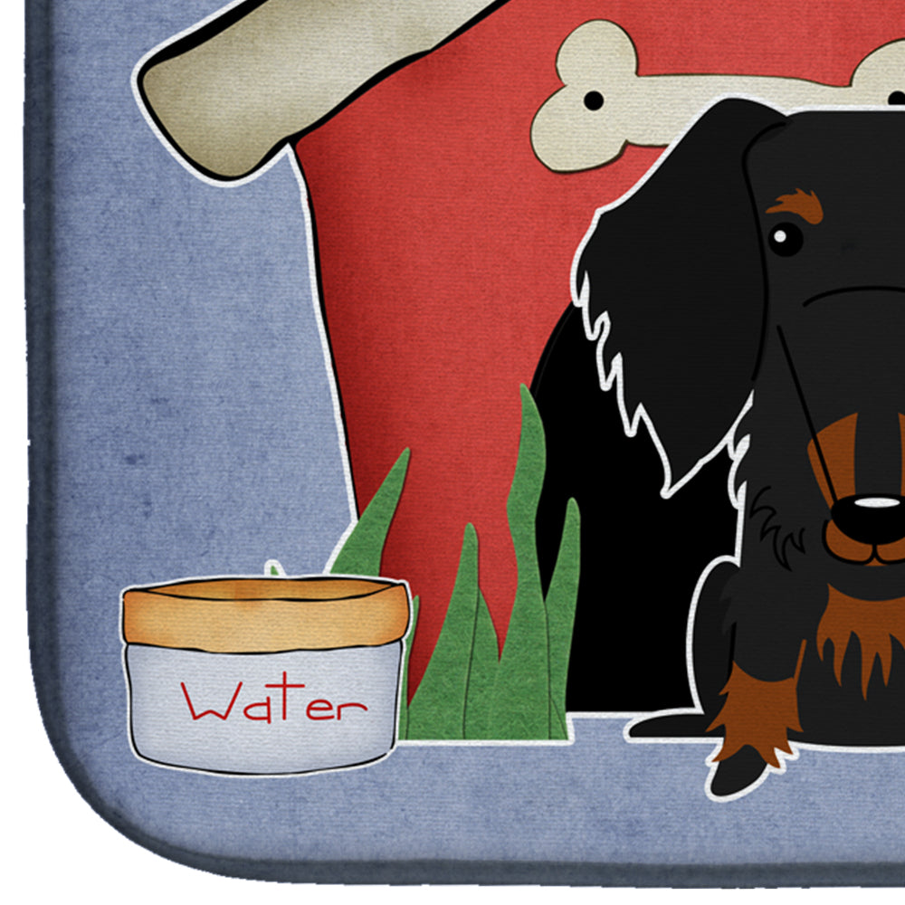 Dog House Collection Wire Haired Dachshund Black Tan Dish Drying Mat BB2881DDM
