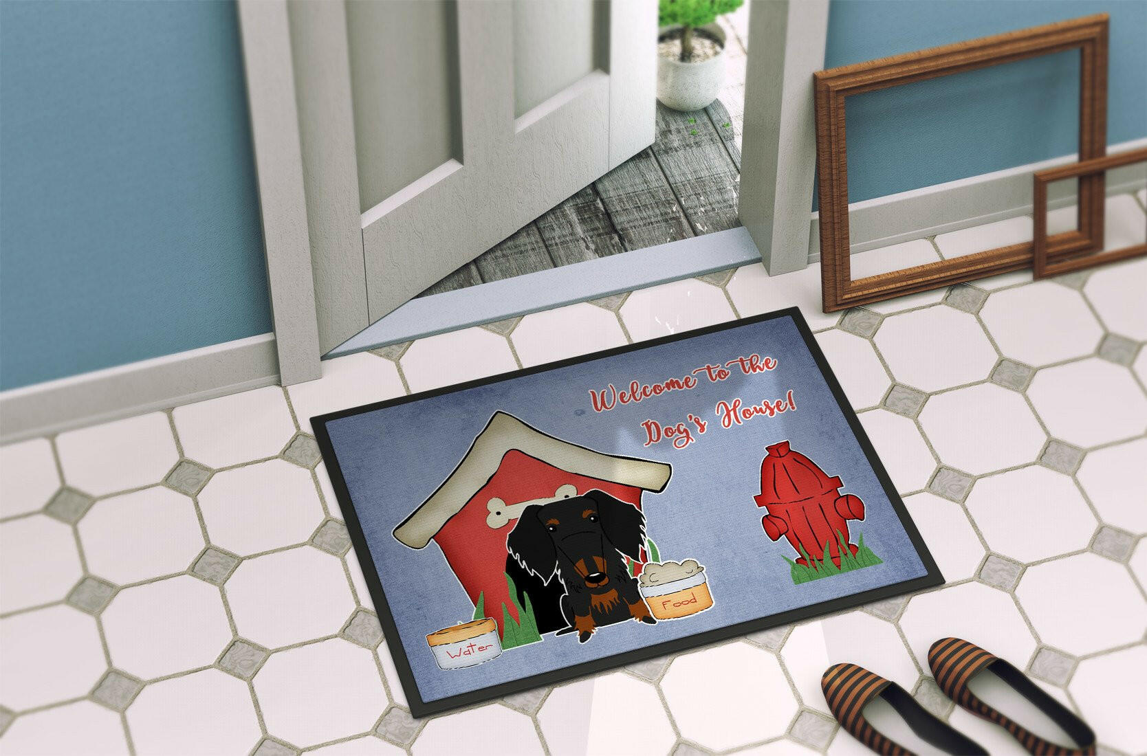 Dog House Collection Wire Haired Dachshund Black Tan Indoor or Outdoor Mat 24x36 BB2881JMAT - the-store.com