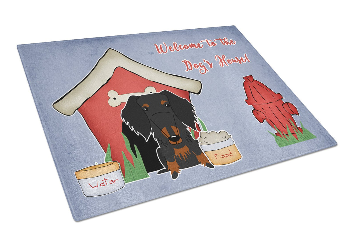 Dog House Collection Wire Haired Dachshund Black Tan Glass Cutting Board Large BB2881LCB by Caroline&#39;s Treasures