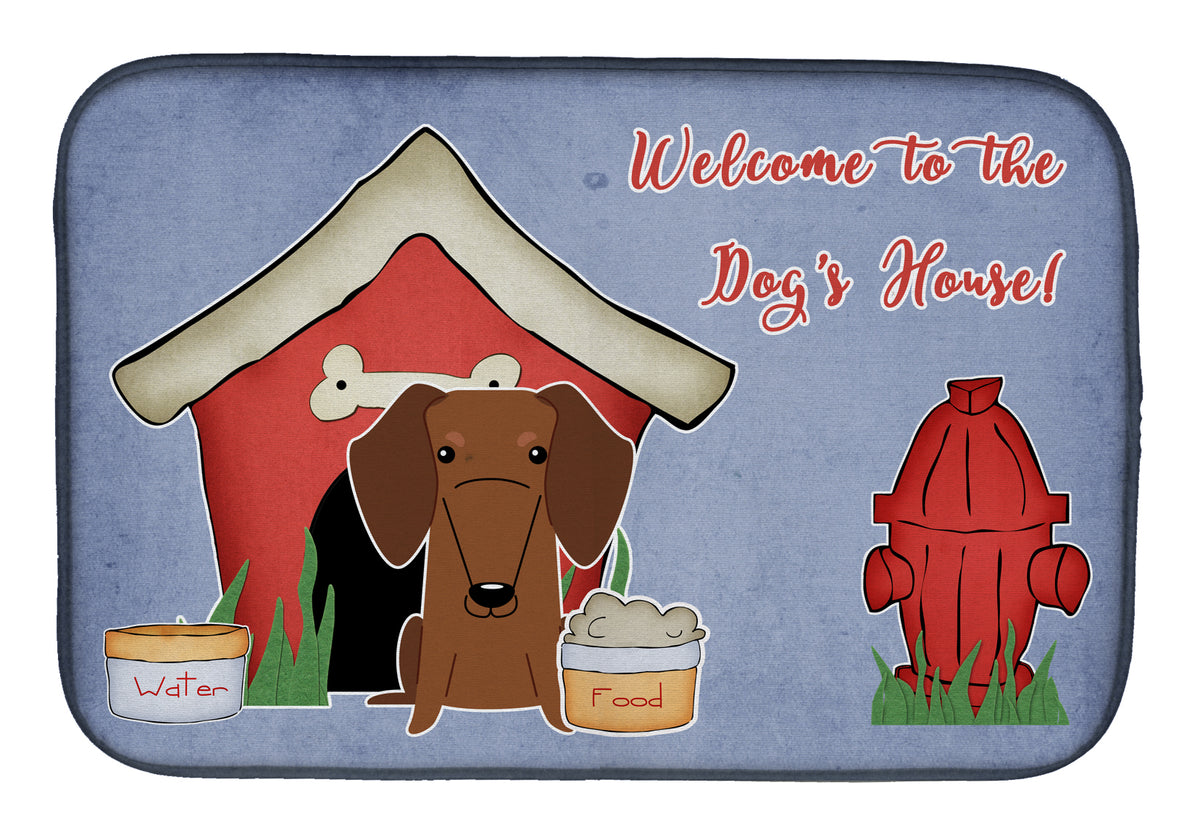 Dog House Collection Dachshund Red Brown Dish Drying Mat BB2884DDM  the-store.com.
