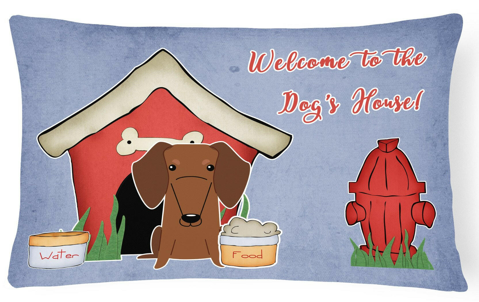 Dog House Collection Dachshund Red Brown Canvas Fabric Decorative Pillow BB2884PW1216 by Caroline's Treasures