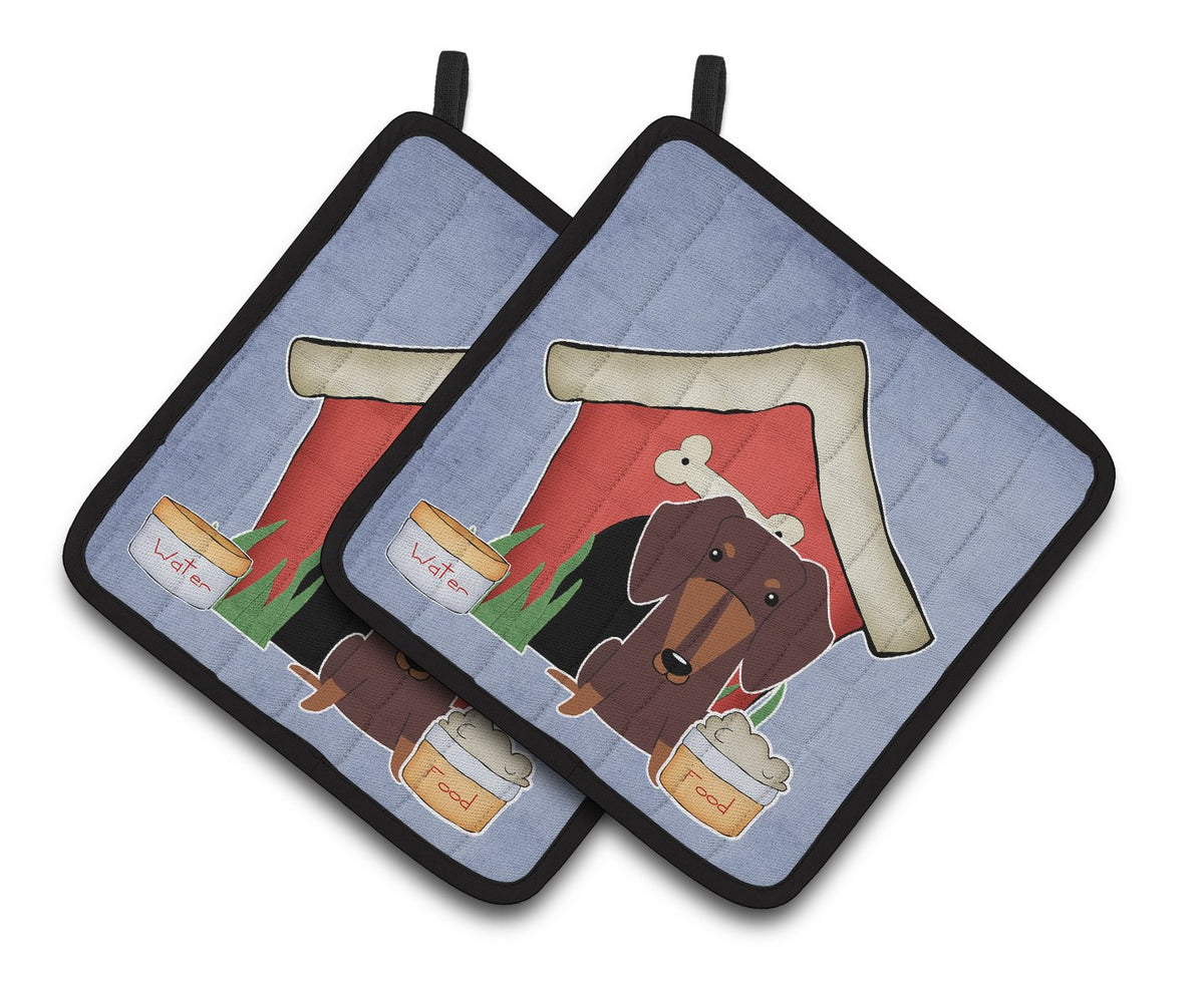 Dog House Collection Dachshund Chocolate Pair of Pot Holders by Caroline&#39;s Treasures