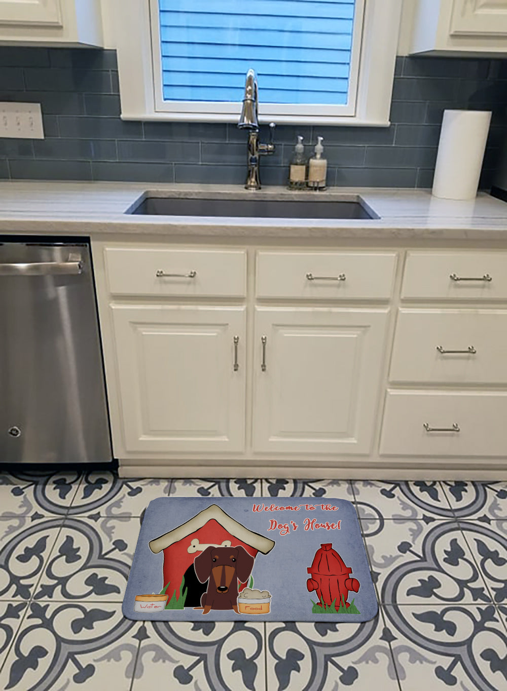 Dog House Collection Dachshund Chocolate Machine Washable Memory Foam Mat BB2885RUG - the-store.com