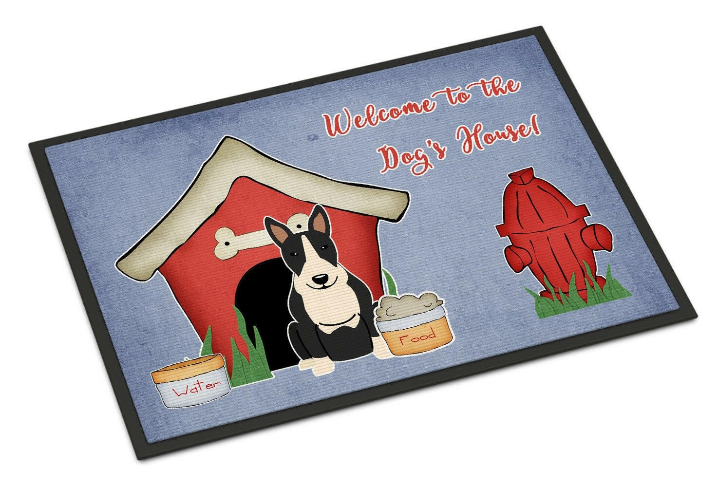 Dog House Collection Bull Terrier Black White Indoor or Outdoor Mat 18x27 BB2887MAT - the-store.com