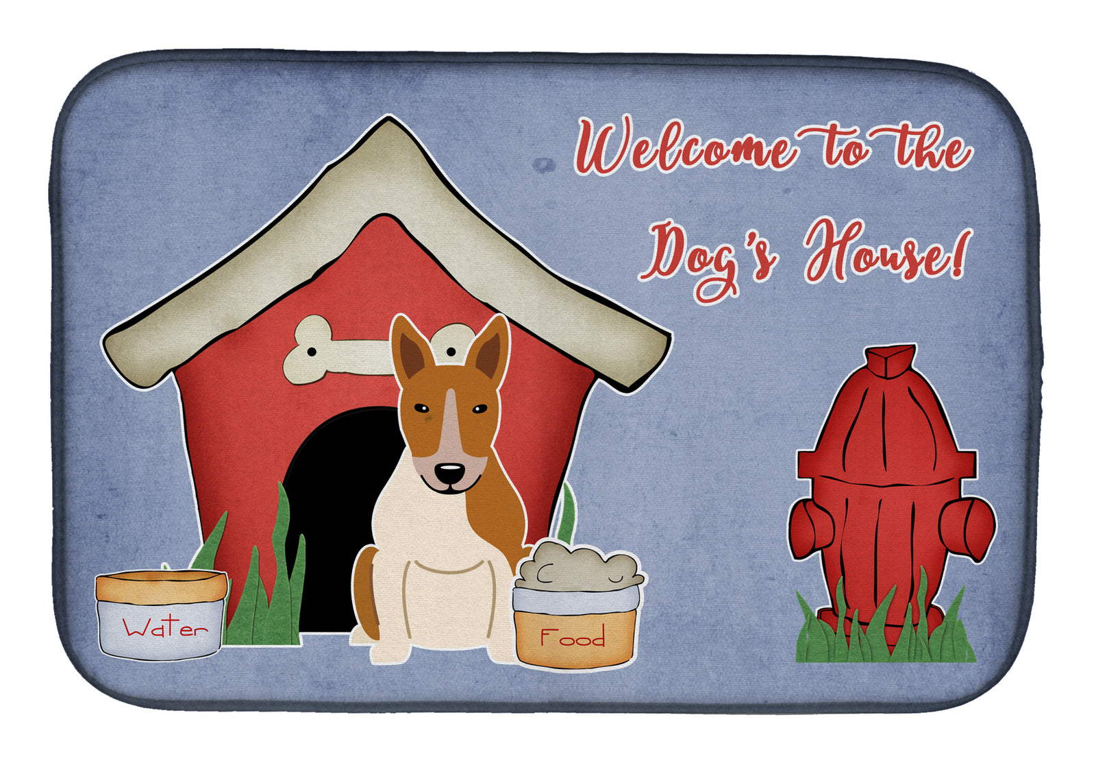 Dog House Collection Bull Terrier Red White Dish Drying Mat BB2889DDM