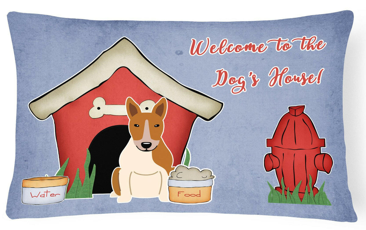 Dog House Collection Bull Terrier Red White Canvas Fabric Decorative Pillow BB2889PW1216 by Caroline&#39;s Treasures
