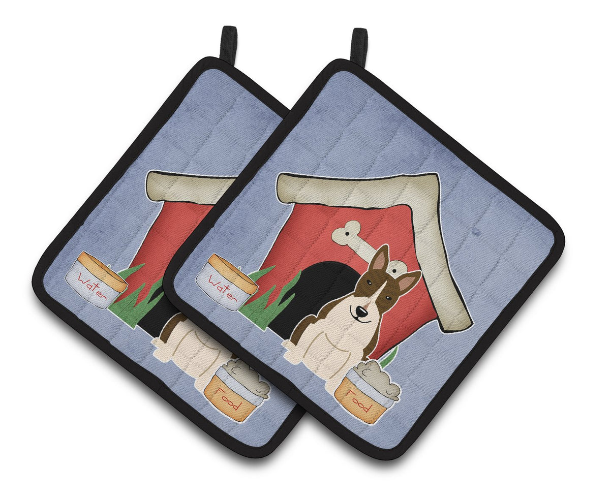 Dog House Collection Bull Terrier Dark Brindle Pair of Pot Holders BB2890PTHD by Caroline&#39;s Treasures
