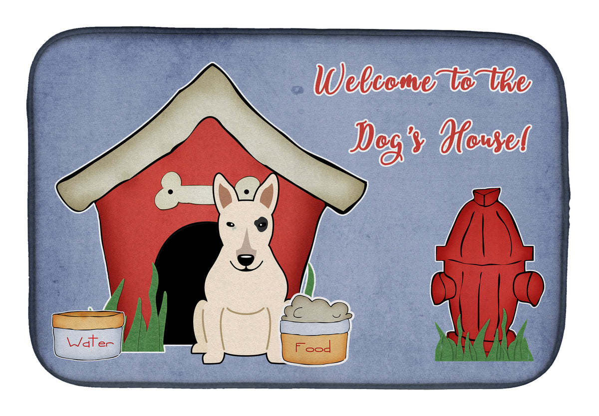 Dog House Collection Bull Terrier White Dish Drying Mat BB2892DDM