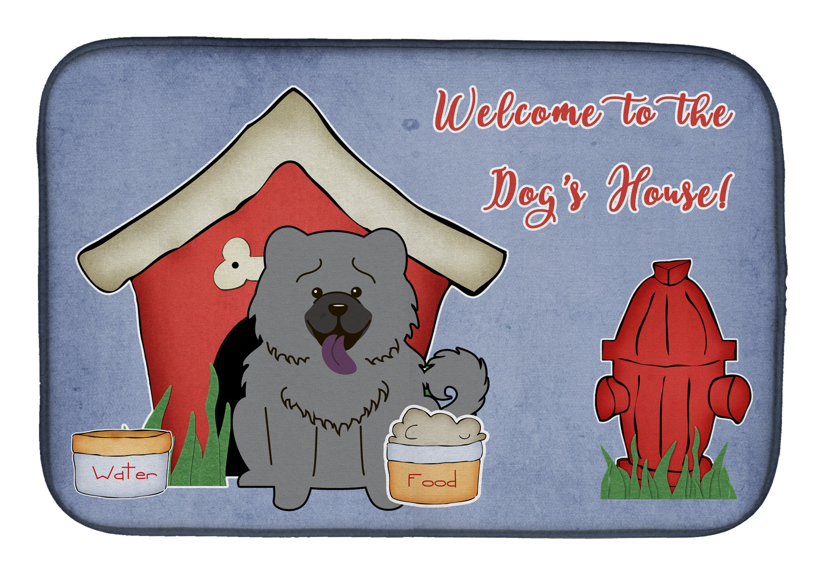 Dog House Collection Chow Chow Blue Dish Drying Mat BB2893DDM