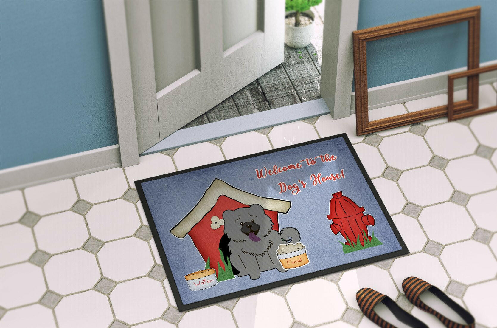 Dog House Collection Chow Chow Blue Indoor or Outdoor Mat 24x36 BB2893JMAT - the-store.com