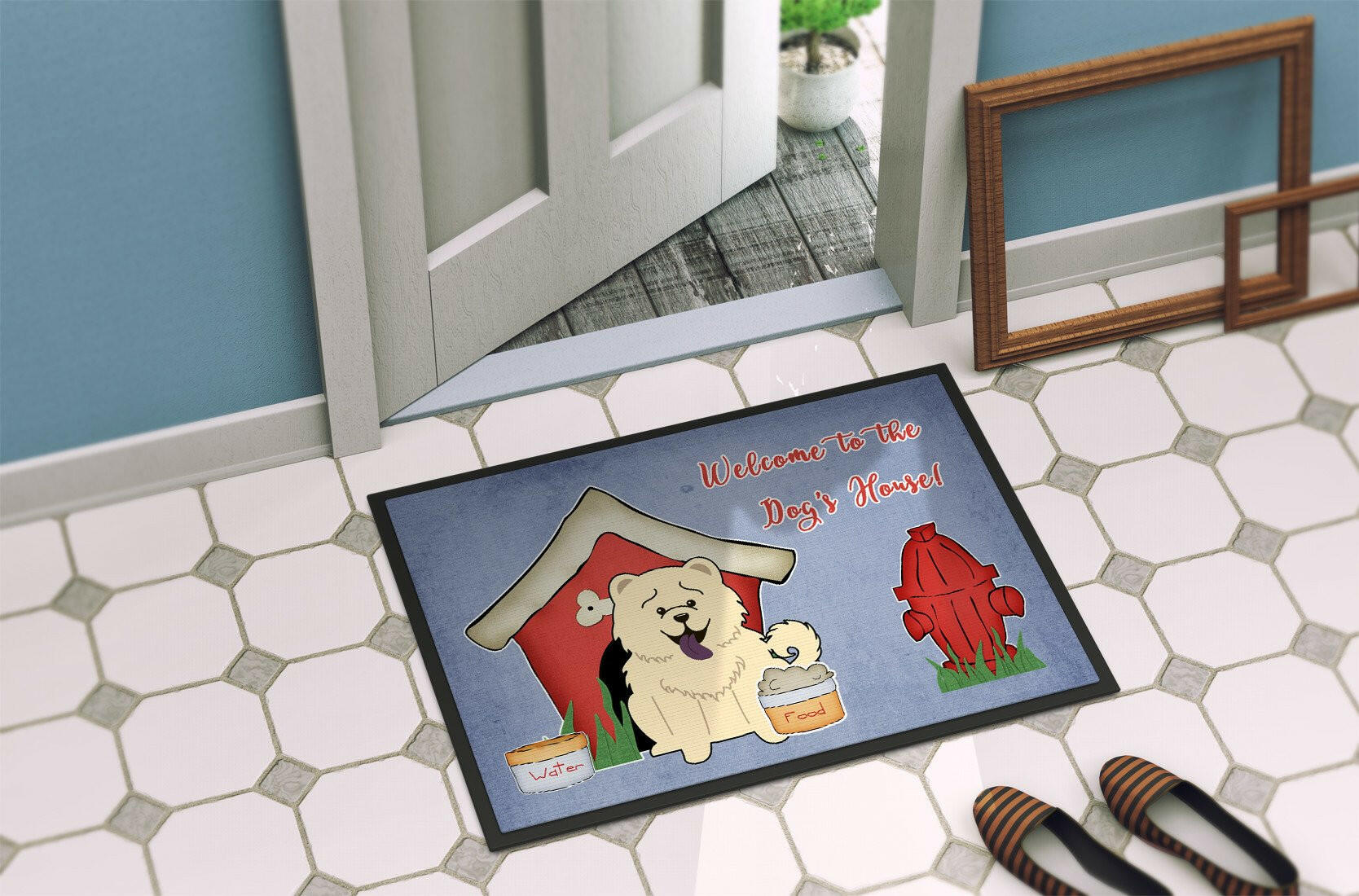 Dog House Collection Chow Chow White Indoor or Outdoor Mat 24x36 BB2894JMAT - the-store.com