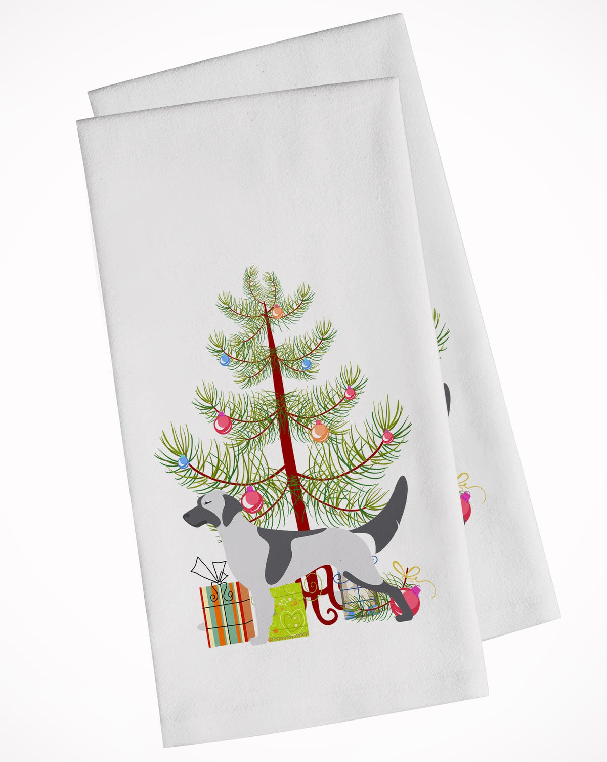 English Setter Merry Christmas Tree White Kitchen Towel Set of 2 BB2899WTKT by Caroline&#39;s Treasures