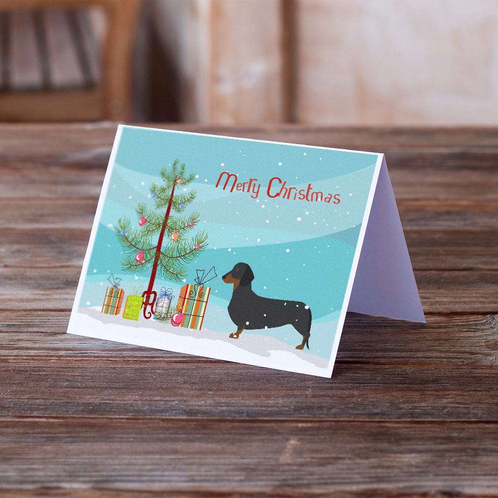 Dachshund Merry Christmas Tree Greeting Cards and Envelopes Pack of 8 - the-store.com