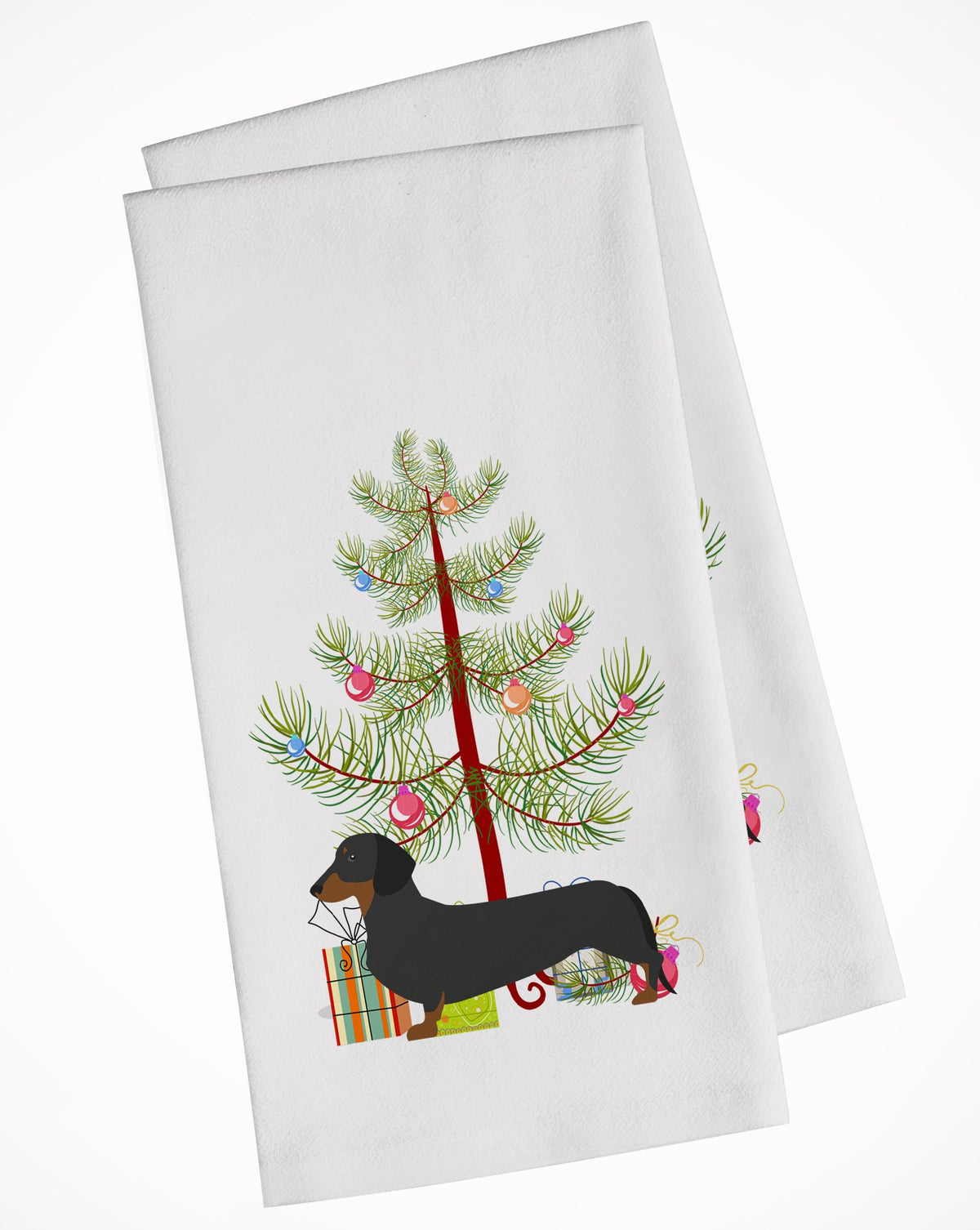 Dachshund Merry Christmas Tree White Kitchen Towel Set of 2 BB2900WTKT by Caroline&#39;s Treasures