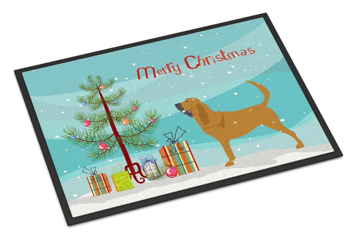 Bloodhound Merry Christmas Tree Indoor or Outdoor Mat 24x36 BB2902JMAT by Caroline&#39;s Treasures