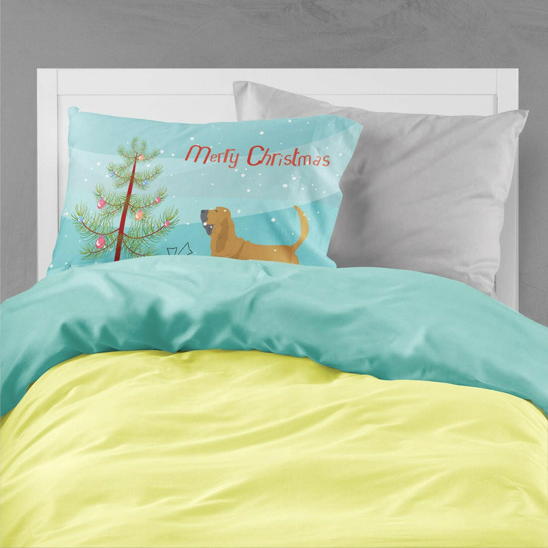 Bloodhound Merry Christmas Tree Fabric Standard Pillowcase BB2902PILLOWCASE by Caroline's Treasures