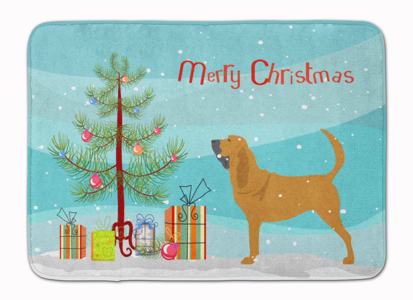 Bloodhound Merry Christmas Tree Machine Washable Memory Foam Mat BB2902RUG - the-store.com