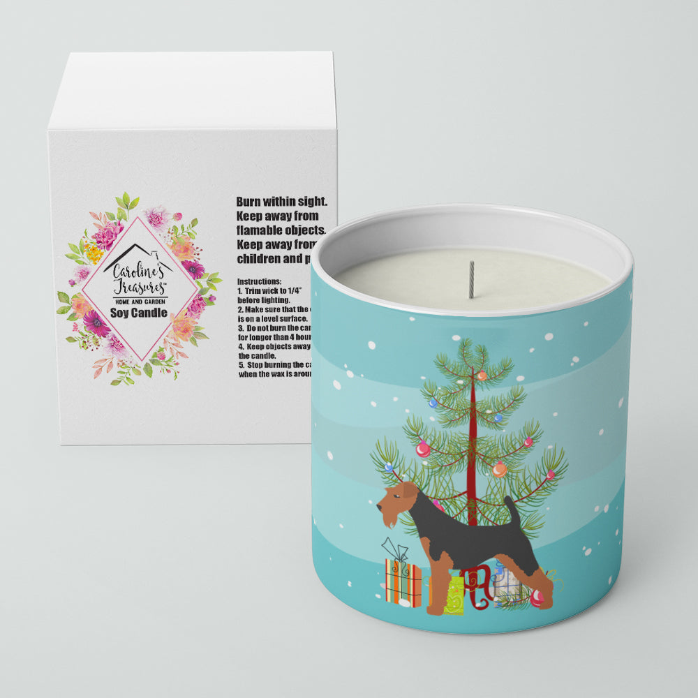 Welsh Terrier Merry Christmas Tree 10 oz Decorative Soy Candle - the-store.com