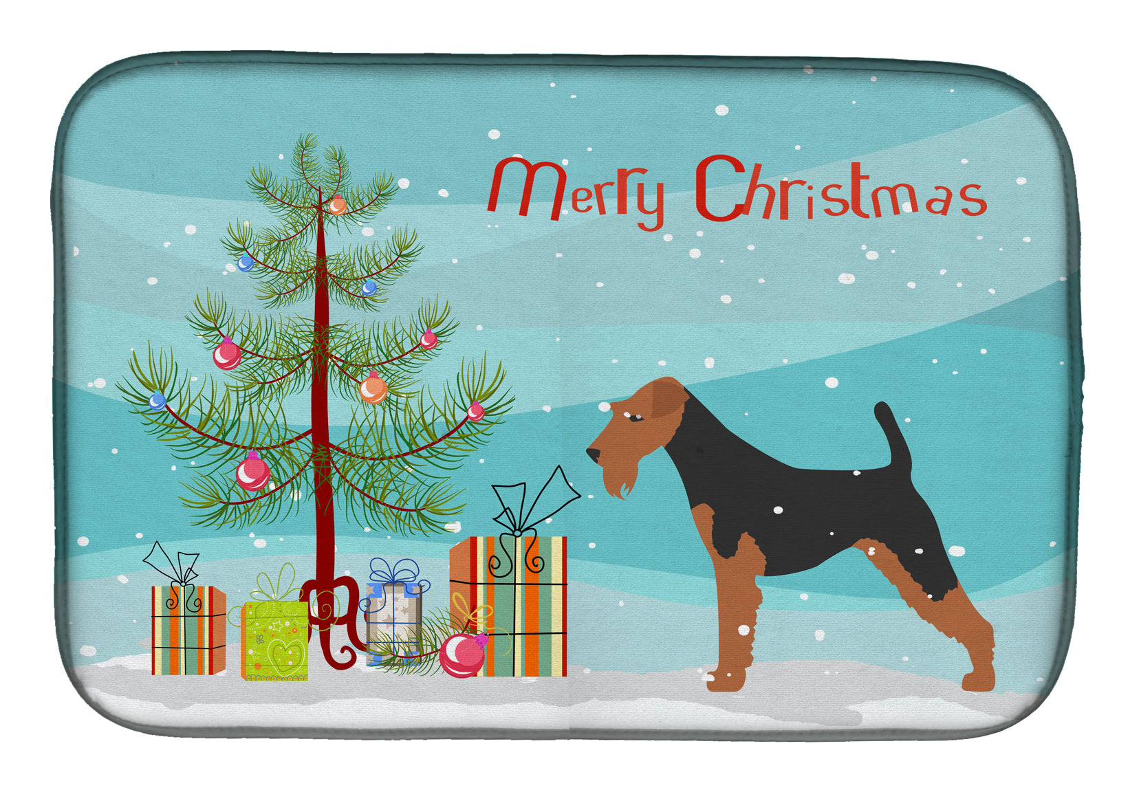 Welsh Terrier Merry Christmas Tree Dish Drying Mat BB2903DDM