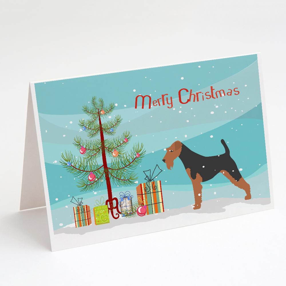 Buy this Welsh Terrier Merry Christmas Tree Greeting Cards and Envelopes Pack of 8