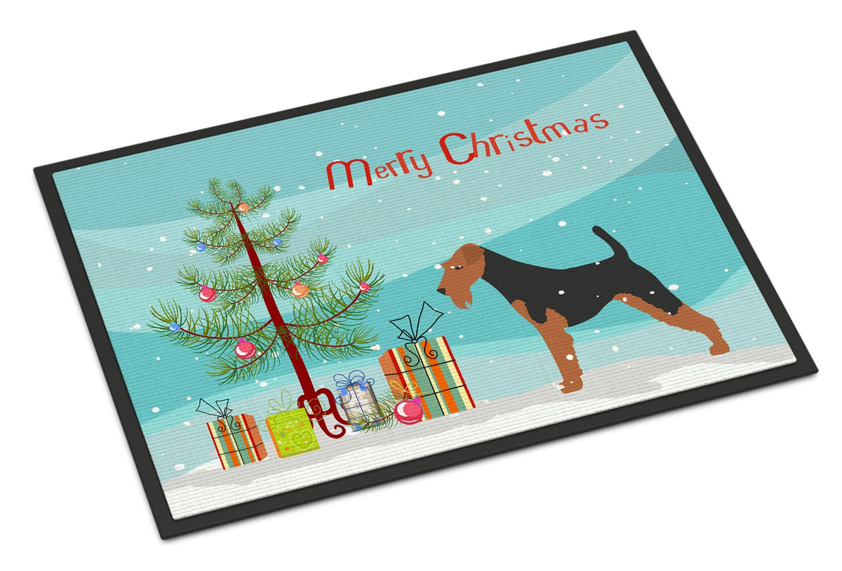 Welsh Terrier Merry Christmas Tree Indoor or Outdoor Mat 24x36 BB2903JMAT by Caroline&#39;s Treasures