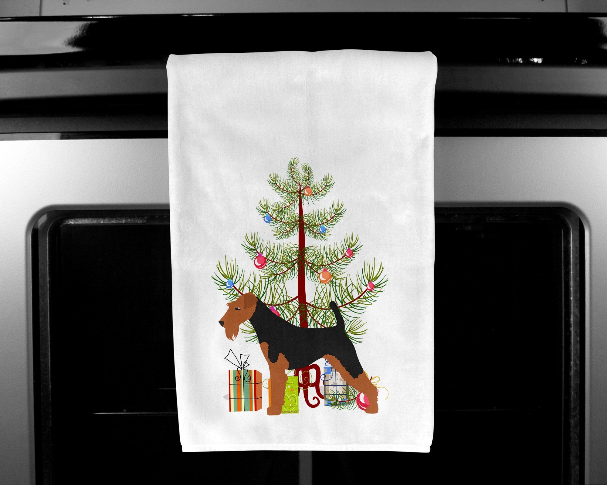 Welsh Terrier Merry Christmas Tree White Kitchen Towel Set of 2 BB2903WTKT by Caroline's Treasures