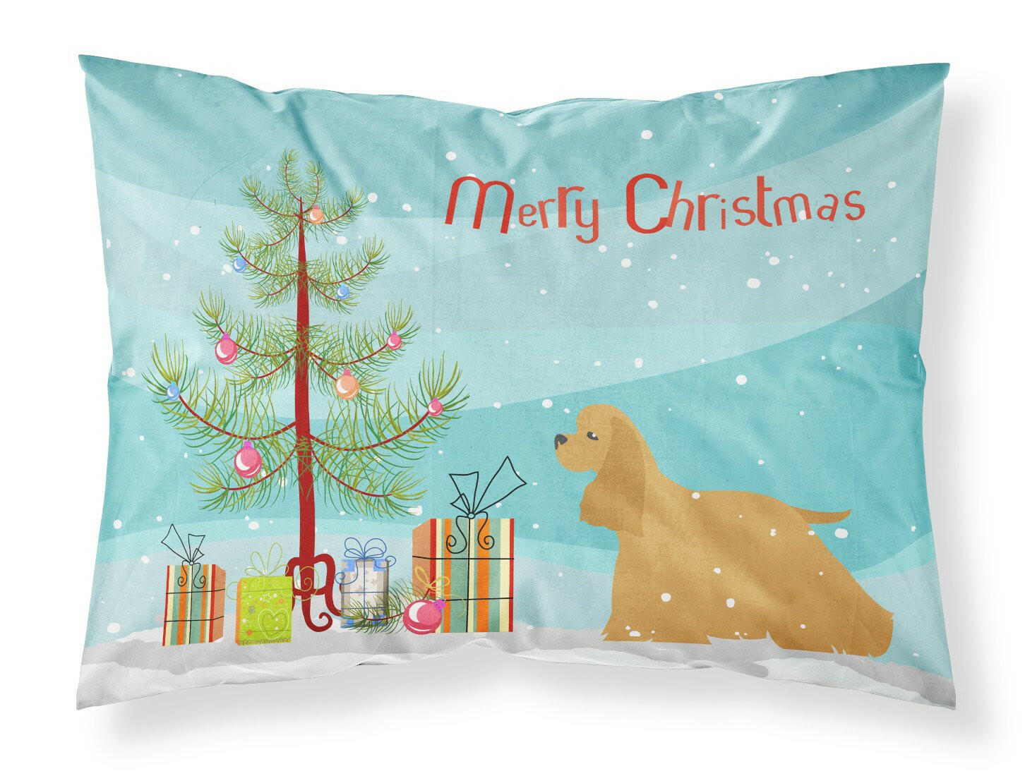 Cocker Spaniel Merry Christmas Tree Fabric Standard Pillowcase BB2904PILLOWCASE by Caroline's Treasures