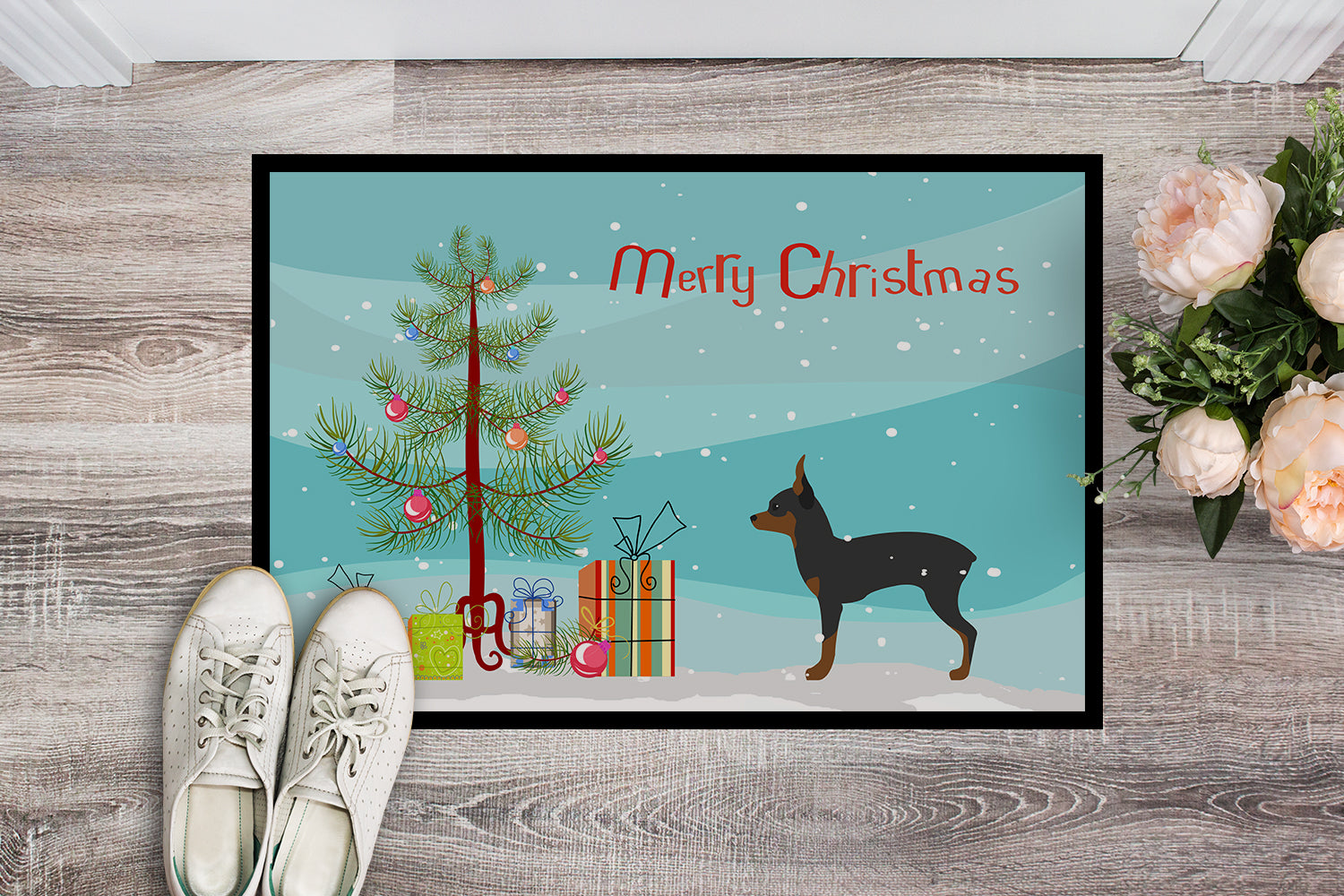 Toy Fox Terrier Merry Christmas Tree Indoor or Outdoor Mat 18x27 BB2905MAT - the-store.com