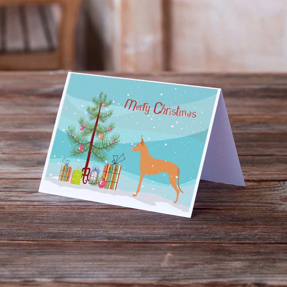 Caroline's Treasures Pharaoh Hound Merry Christmas Tree Greeting Cards - Blank Note Cards – 8-Pack of Artist-Designed Cards with Envelopes