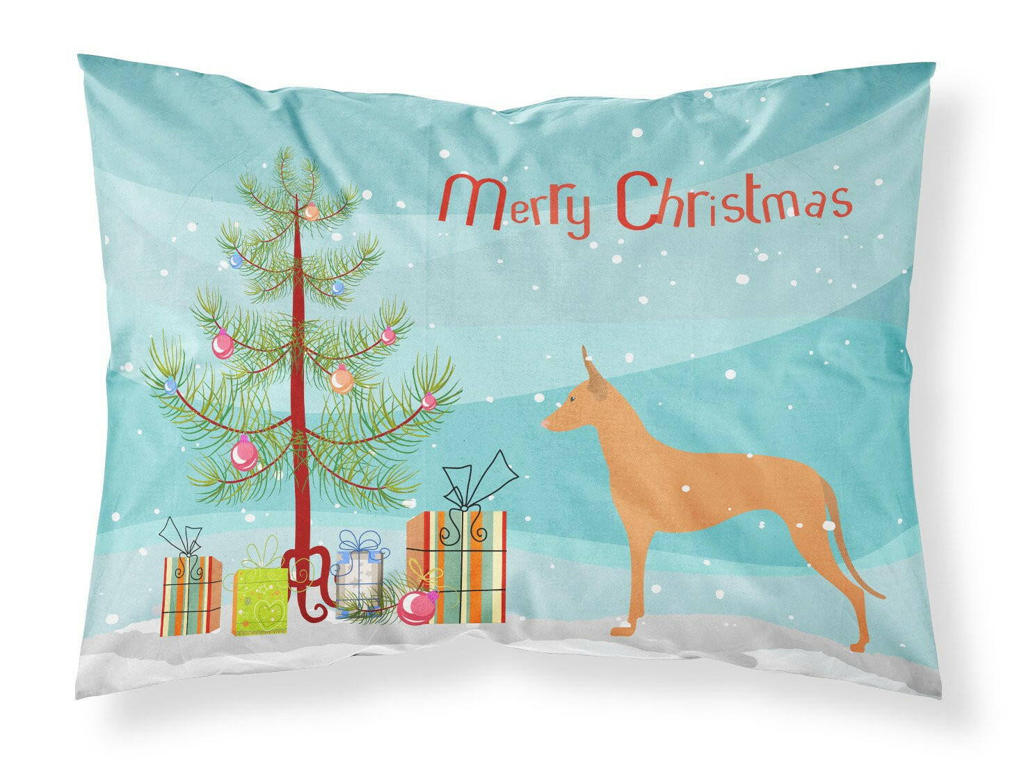Pharaoh Hound Merry Christmas Tree Fabric Standard Pillowcase BB2906PILLOWCASE by Caroline's Treasures