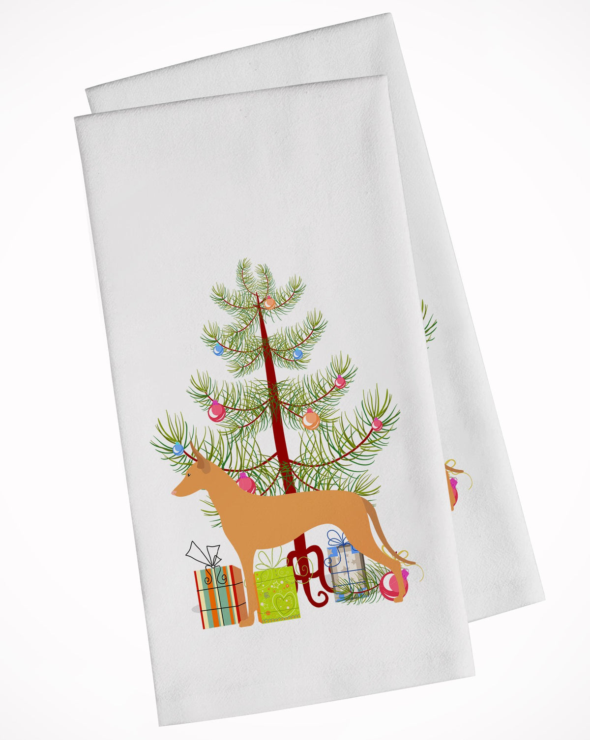 Pharaoh Hound Merry Christmas Tree White Kitchen Towel Set of 2 BB2906WTKT by Caroline&#39;s Treasures