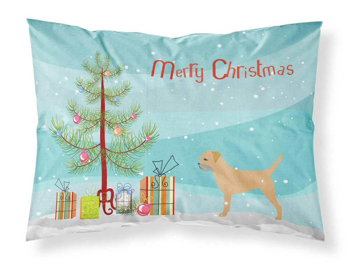 Border Terrier Merry Christmas Tree Fabric Standard Pillowcase BB2907PILLOWCASE by Caroline&#39;s Treasures