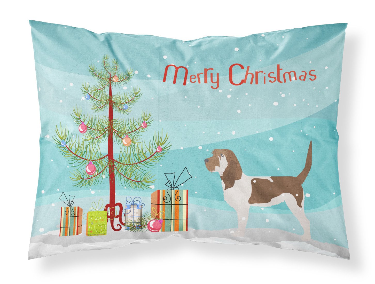Grand Basset Griffon Vendeen Merry Christmas Tree Fabric Standard Pillowcase BB2908PILLOWCASE by Caroline's Treasures