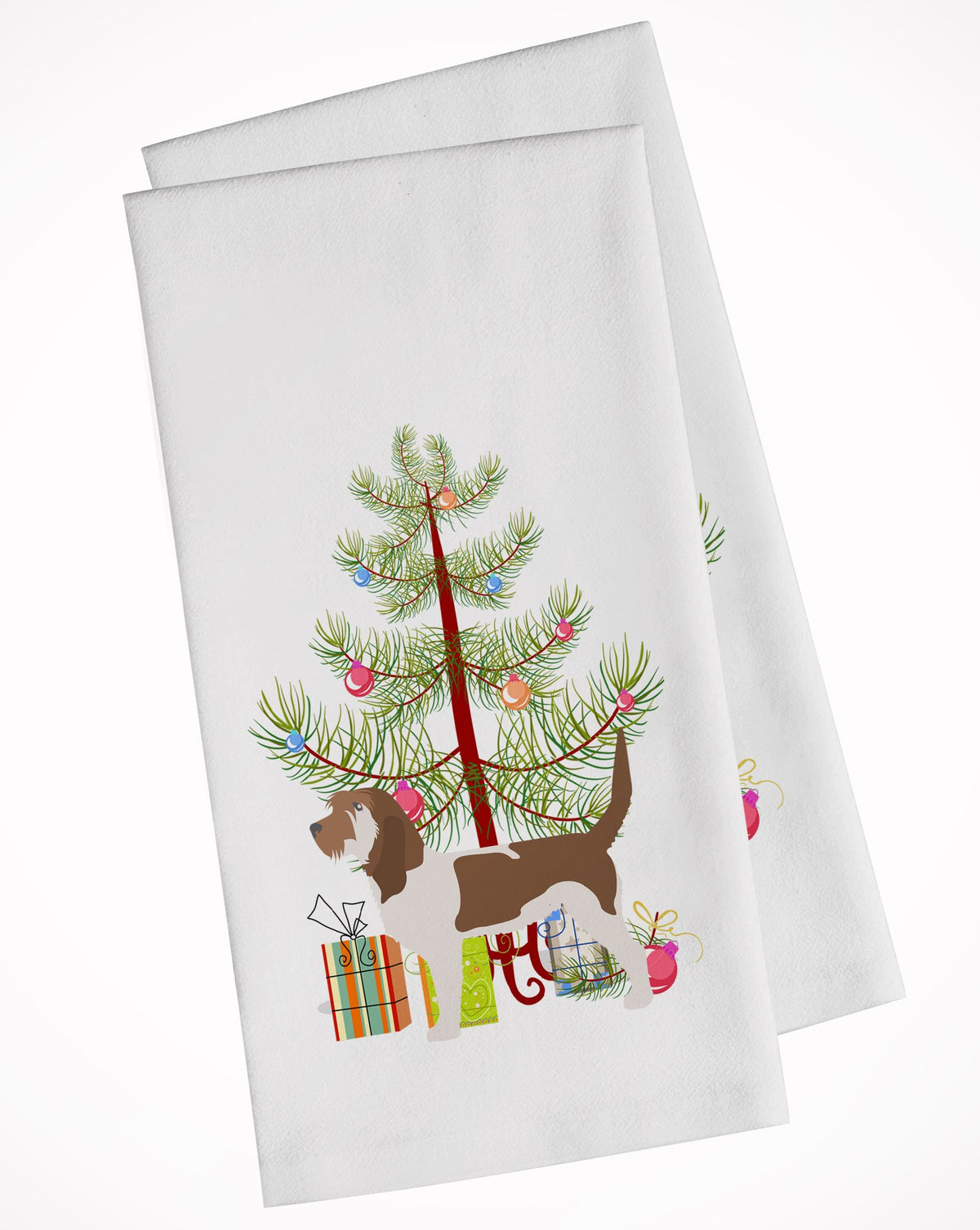 Grand Basset Griffon Vendeen Merry Christmas Tree White Kitchen Towel Set of 2 BB2908WTKT by Caroline&#39;s Treasures