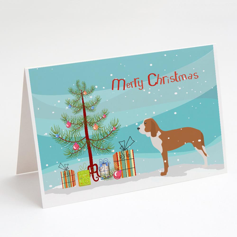 Buy this Spanish Hound Merry Christmas Tree Greeting Cards and Envelopes Pack of 8