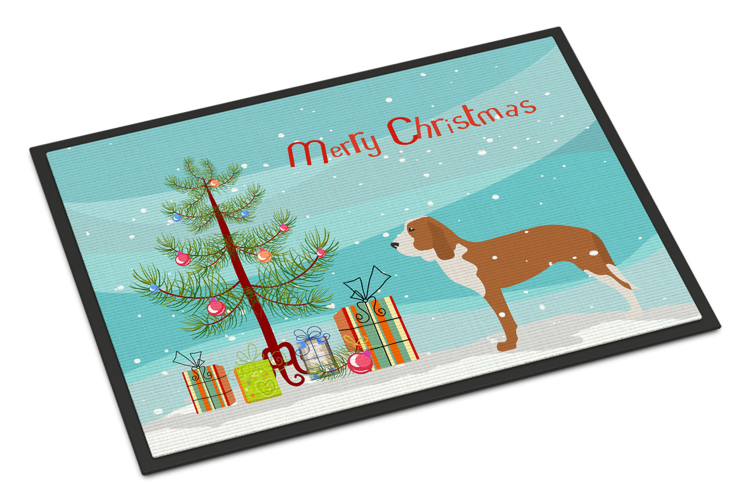 Spanish Hound Merry Christmas Tree Indoor or Outdoor Mat 24x36 BB2909JMAT by Caroline's Treasures