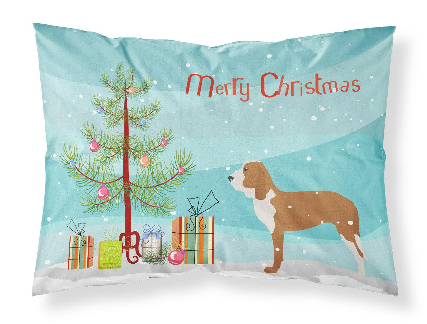 Spanish Hound Merry Christmas Tree Fabric Standard Pillowcase BB2909PILLOWCASE by Caroline's Treasures