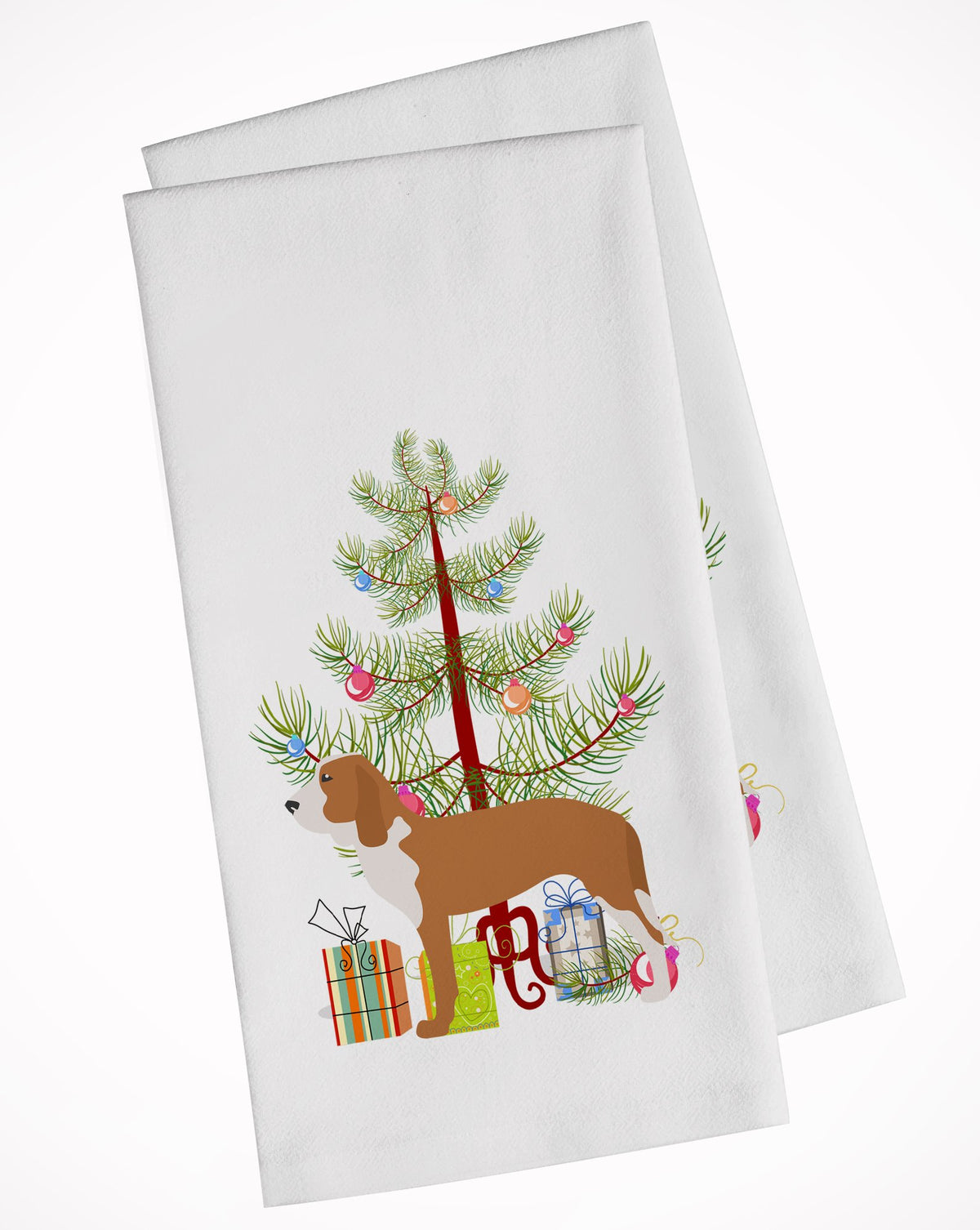 Spanish Hound Merry Christmas Tree White Kitchen Towel Set of 2 BB2909WTKT by Caroline&#39;s Treasures