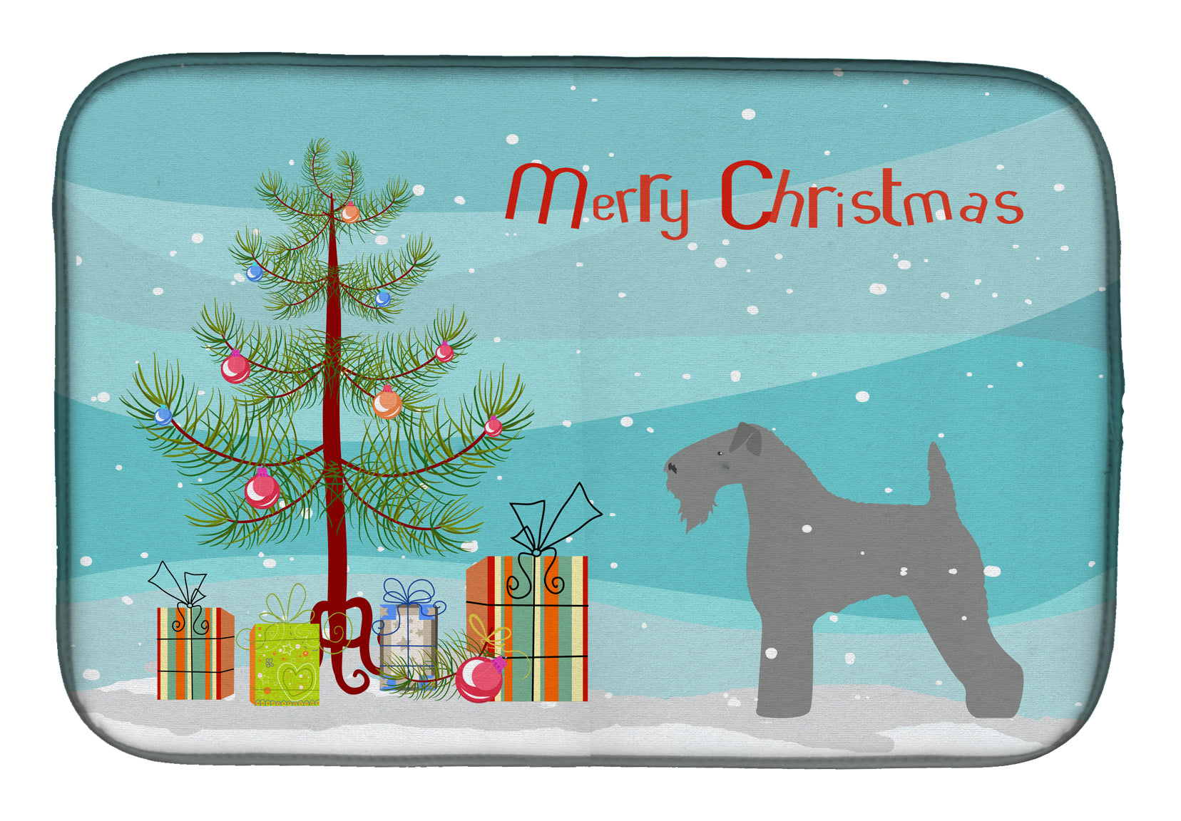 Kerry Blue Terrier Merry Christmas Tree Dish Drying Mat BB2910DDM  the-store.com.