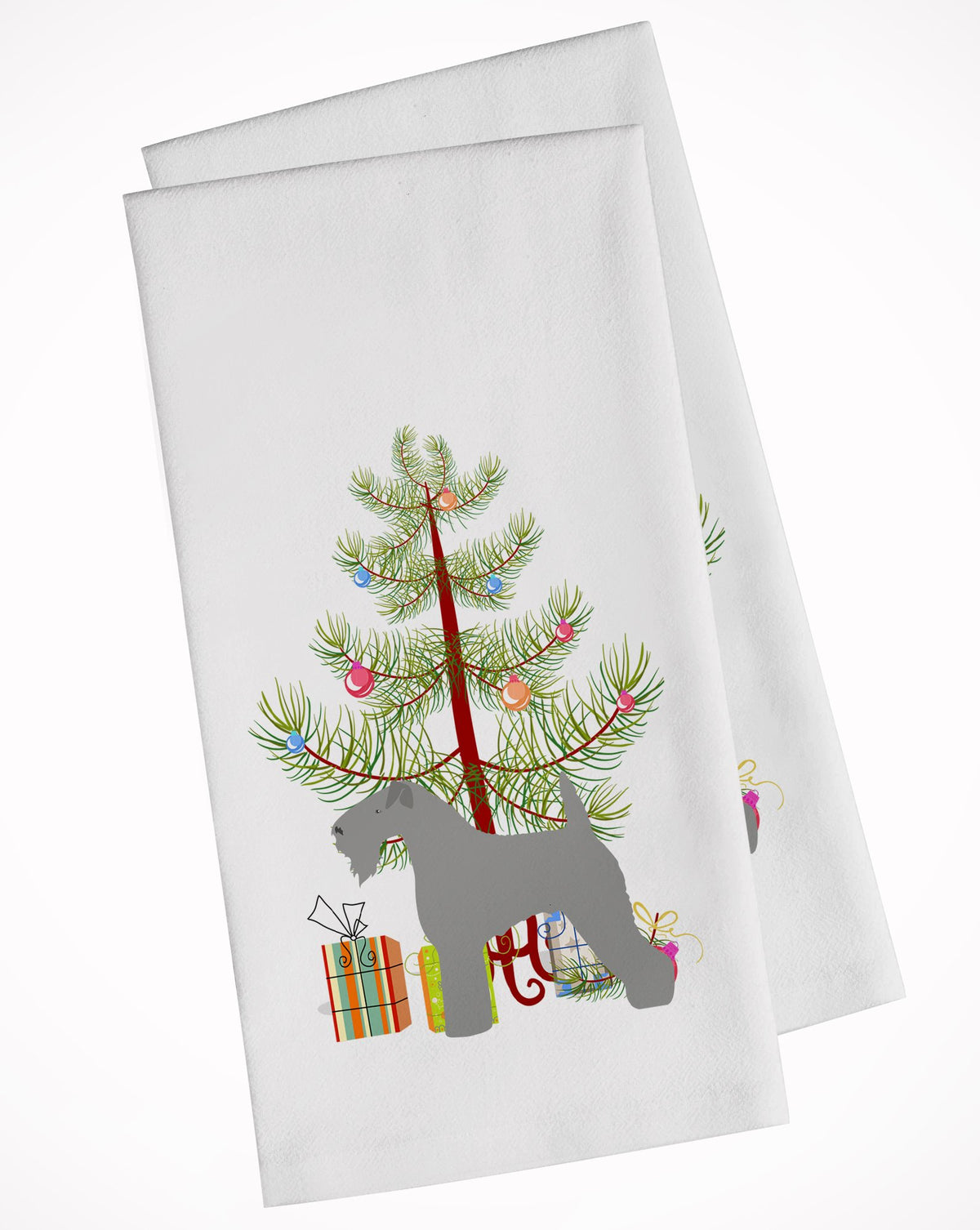 Kerry Blue Terrier Merry Christmas Tree White Kitchen Towel Set of 2 BB2910WTKT by Caroline&#39;s Treasures