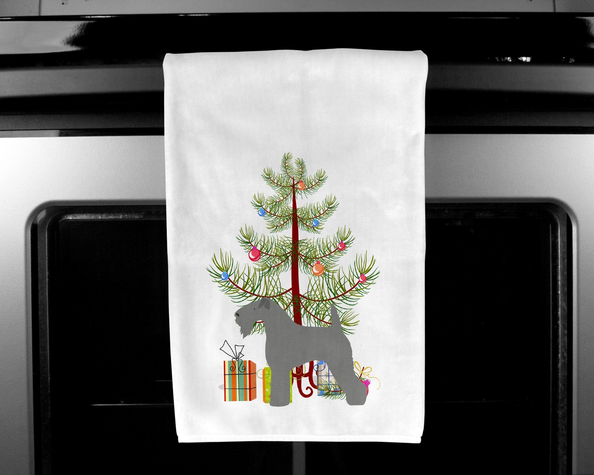 Kerry Blue Terrier Merry Christmas Tree White Kitchen Towel Set of 2 BB2910WTKT by Caroline's Treasures